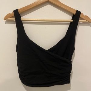 Black TigerMist Criss Cross Cropped Tank